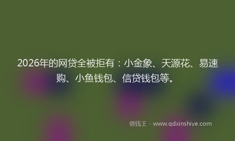 2026年的网贷全被拒有：小金象、天源花、易速购、小鱼钱包、信贷钱包等。