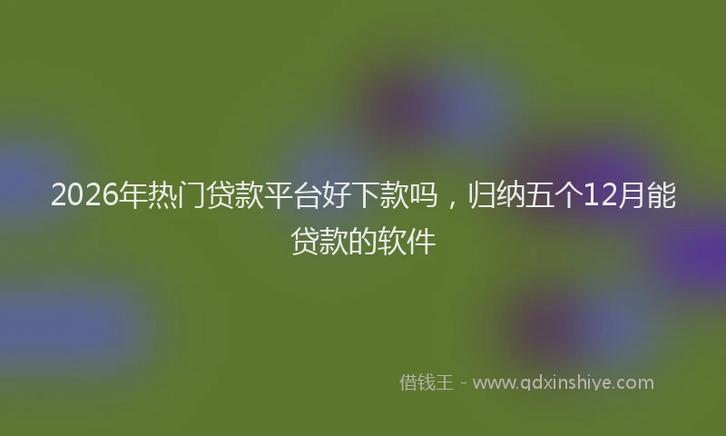 2026年热门贷款平台好下款吗，归纳五个12月能贷款的软件