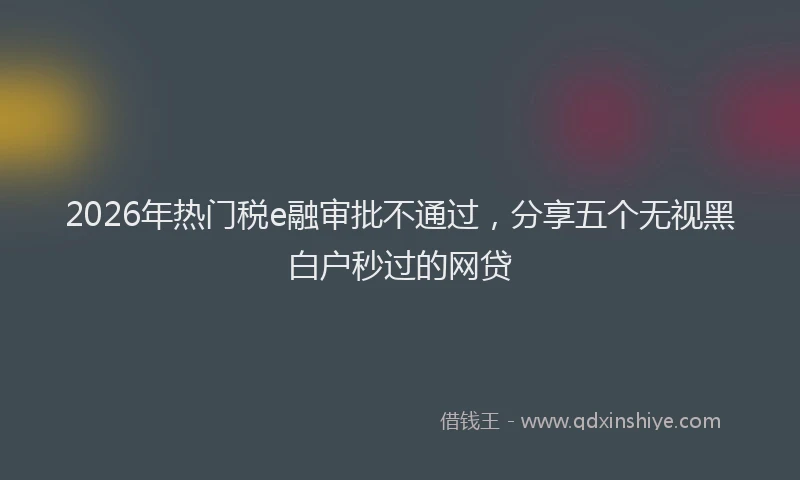 2026年热门税e融审批不通过，分享五个无视黑白户秒过的网贷