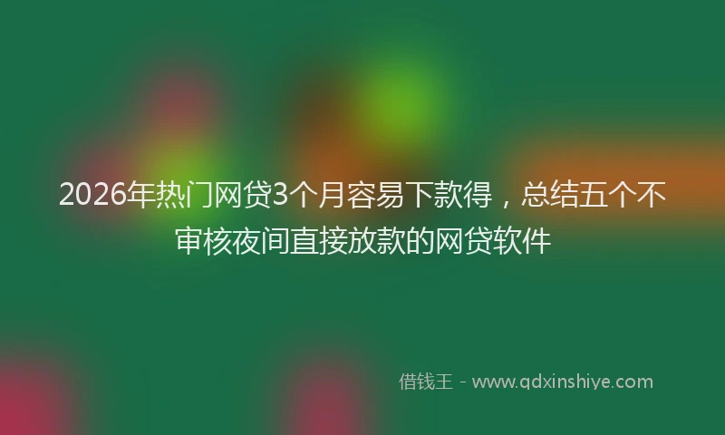 2026年热门网贷3个月容易下款得，总结五个不审核夜间直接放款的网贷软件