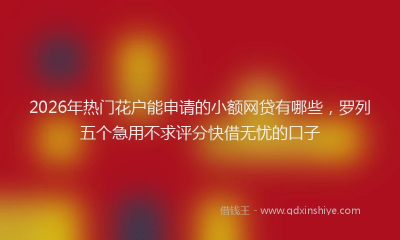 2026年热门花户能申请的小额网贷有哪些，罗列五个急用不求评分快借无忧的口子