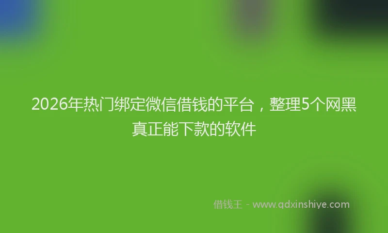 2026年热门绑定微信借钱的平台，整理5个网黑真正能下款的软件