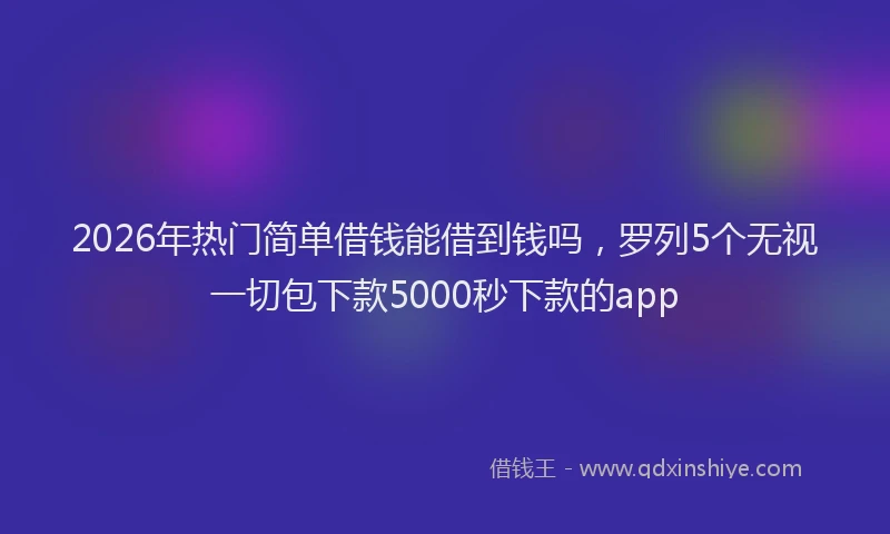 2026年热门简单借钱能借到钱吗，罗列5个无视一切包下款5000秒下款的app
