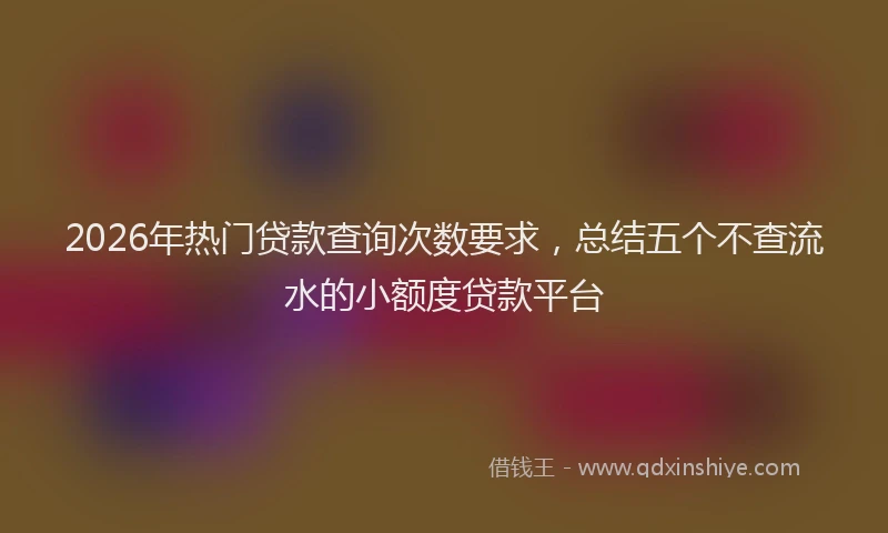 2026年热门贷款查询次数要求，总结五个不查流水的小额度贷款平台