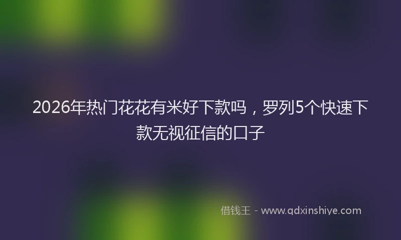 2026年热门花花有米好下款吗，罗列5个快速下款无视征信的口子