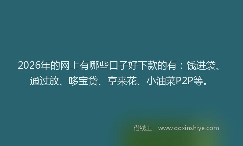 2026年的网上有哪些口子好下款的有：钱进袋、通过放、哆宝贷、享来花、小油菜P2P等。