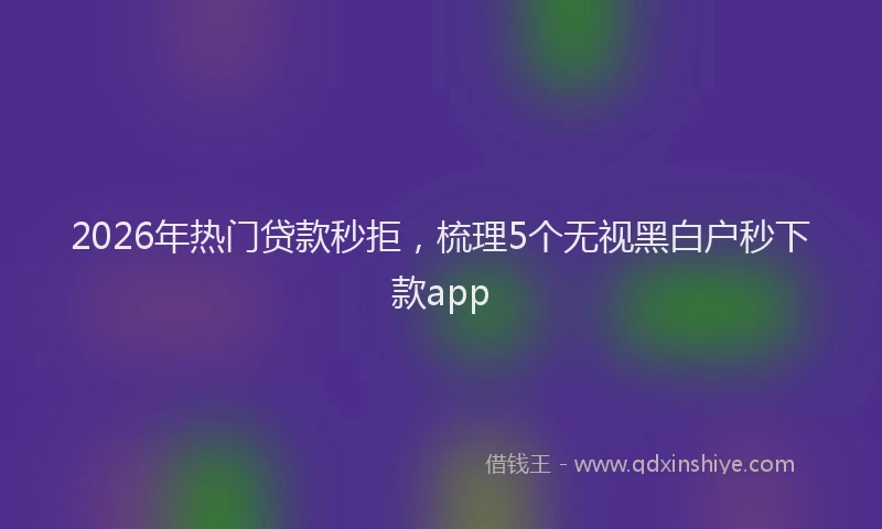 2026年热门贷款秒拒，梳理5个无视黑白户秒下款app