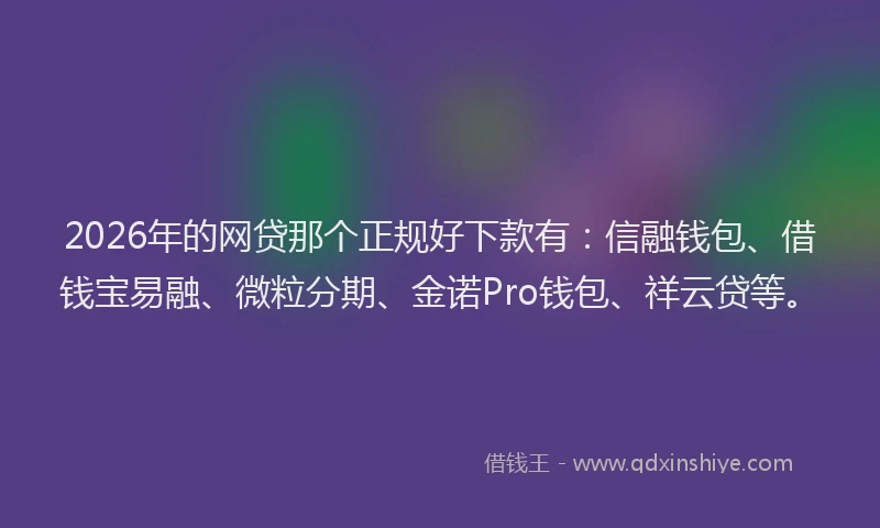 2026年的网贷那个正规好下款有：信融钱包、借钱宝易融、微粒分期、金诺Pro钱包、祥云贷等。