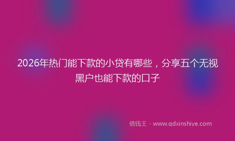 2026年热门能下款的小贷有哪些，分享五个无视黑户也能下款的口子