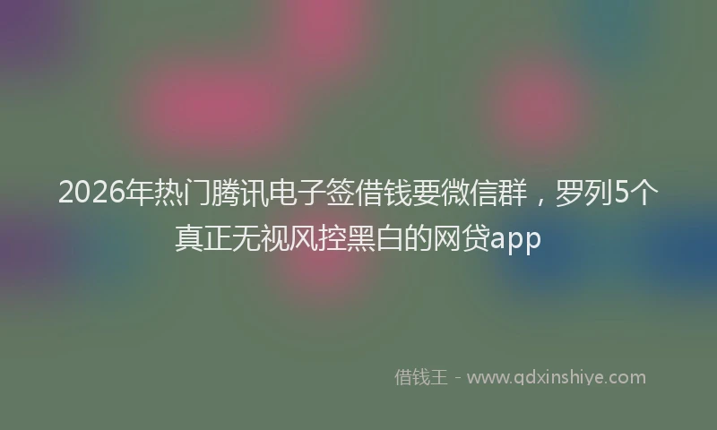 2026年热门腾讯电子签借钱要微信群，罗列5个真正无视风控黑白的网贷app