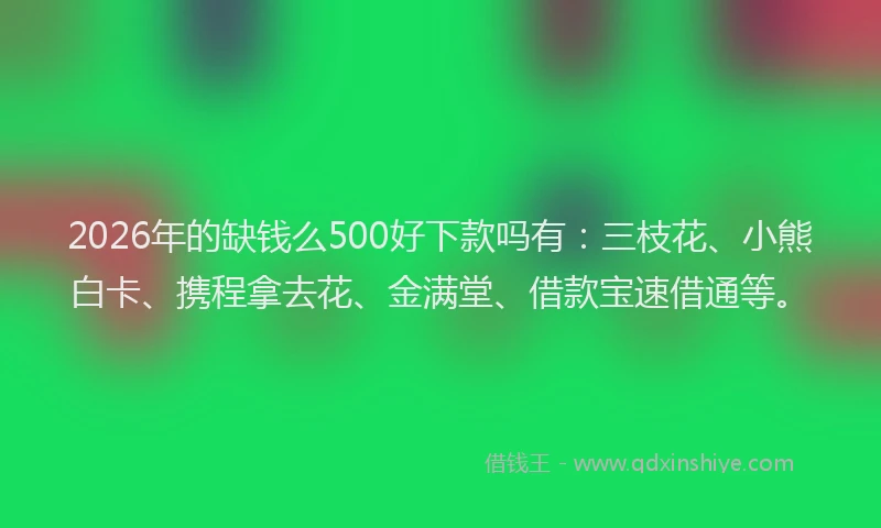 2026年的缺钱么500好下款吗有:三枝花、小熊白卡、携程拿去花、金满堂、借款宝速借通等。