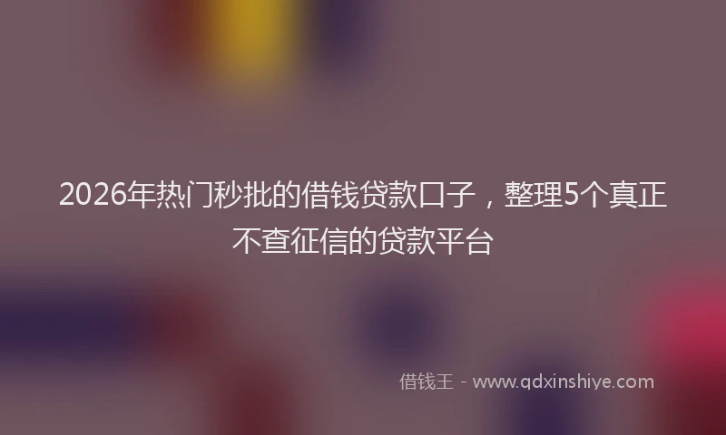 2026年热门秒批的借钱贷款口子，整理5个真正不查征信的贷款平台