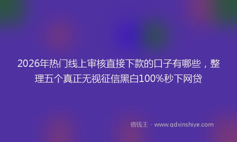 2026年热门线上审核直接下款的口子有哪些，整理五个真正无视征信黑白100%秒下网贷