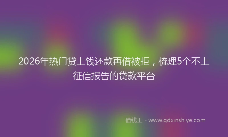 2026年热门贷上钱还款再借被拒，梳理5个不上征信报告的贷款平台