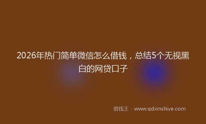 2026年热门简单微信怎么借钱，总结5个无视黑白的网贷口子