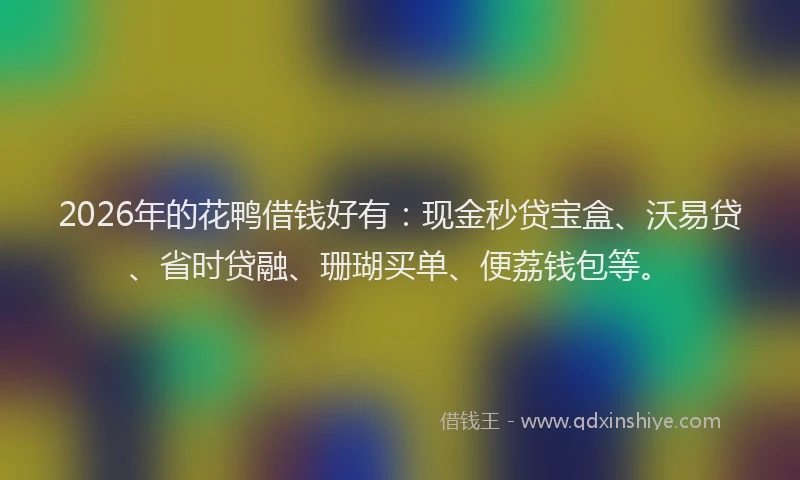 2026年的花鸭借钱好有：现金秒贷宝盒、沃易贷、省时贷融、珊瑚买单、便荔钱包等。