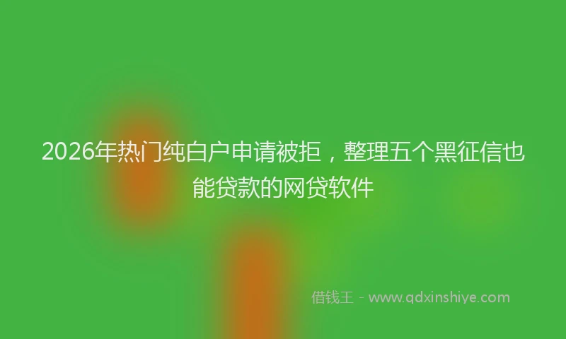2026年热门纯白户申请被拒，整理五个黑征信也能贷款的网贷软件