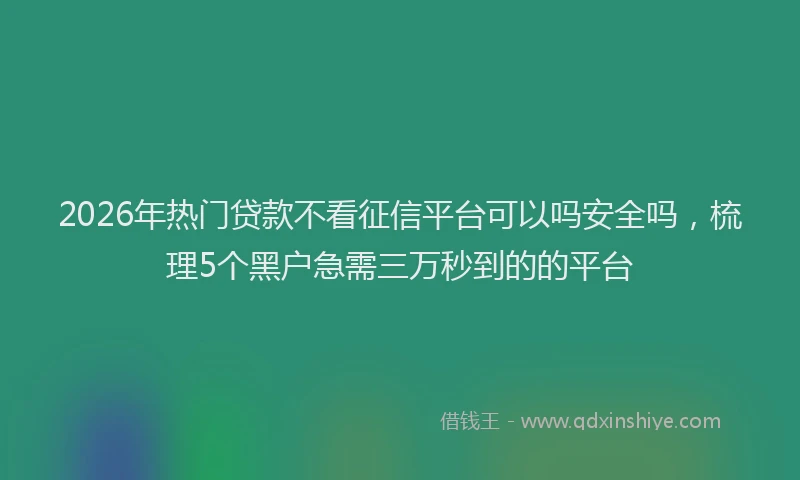 2026年热门贷款不看征信平台可以吗安全吗，梳理5个黑户急需三万秒到的的平台