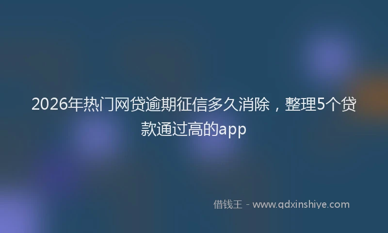 2026年热门网贷逾期征信多久消除，整理5个贷款通过高的app