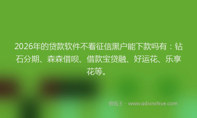 2026年的贷款软件不看征信黑户能下款吗有：钻石分期、森森借呗、借款宝贷融、好运花、乐享花等。