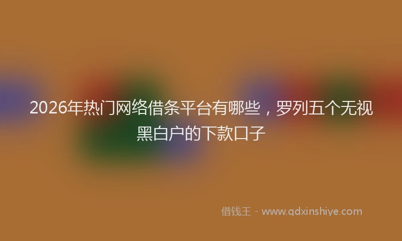 2026年热门网络借条平台有哪些，罗列五个无视黑白户的下款口子