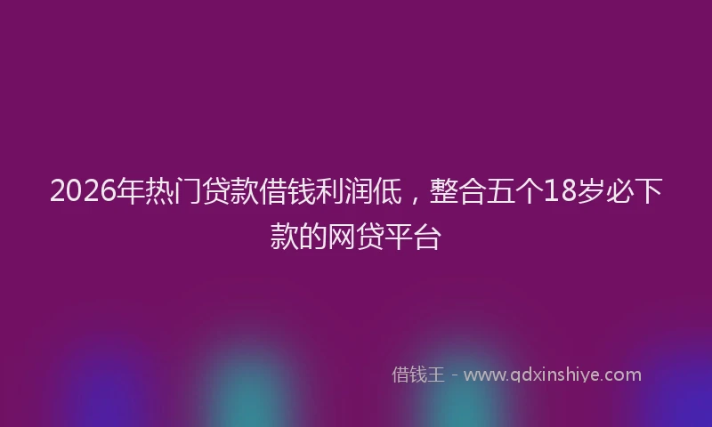 2026年热门贷款借钱利润低，整合五个18岁必下款的网贷平台