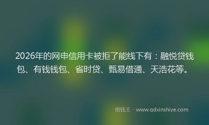 2026年的网申信用卡被拒了能线下有：融悦贷钱包、有钱钱包、省时贷、甄易借通、天浩花等。