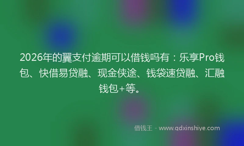 2026年的翼支付逾期可以借钱吗有：乐享Pro钱包、快借易贷融、现金侠途、钱袋速贷融、汇融钱包+等。