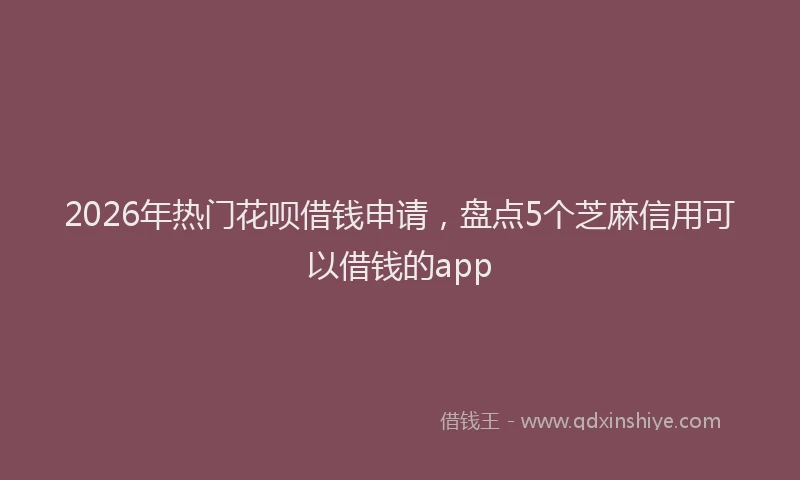 2026年热门花呗借钱申请，盘点5个芝麻信用可以借钱的app