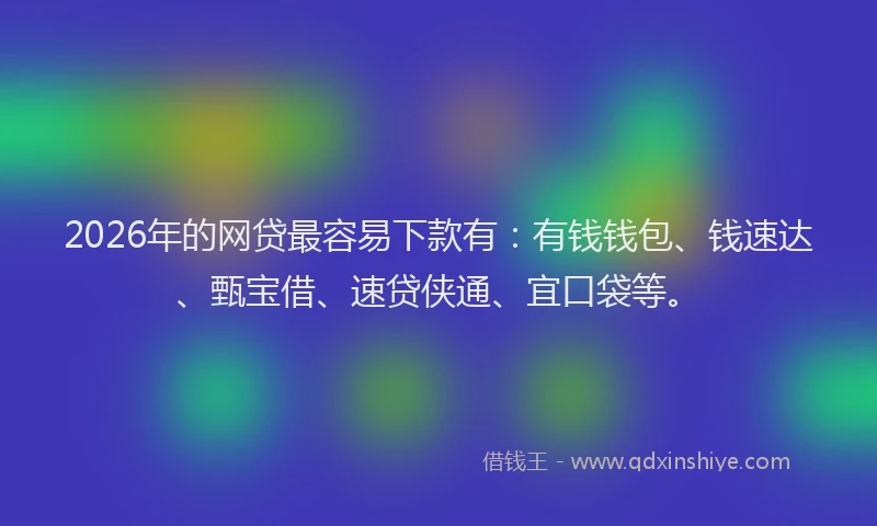 2026年的网贷最容易下款有：有钱钱包、钱速达、甄宝借、速贷侠通、宜口袋等。