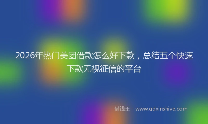2026年热门美团借款怎么好下款，总结五个快速下款无视征信的平台
