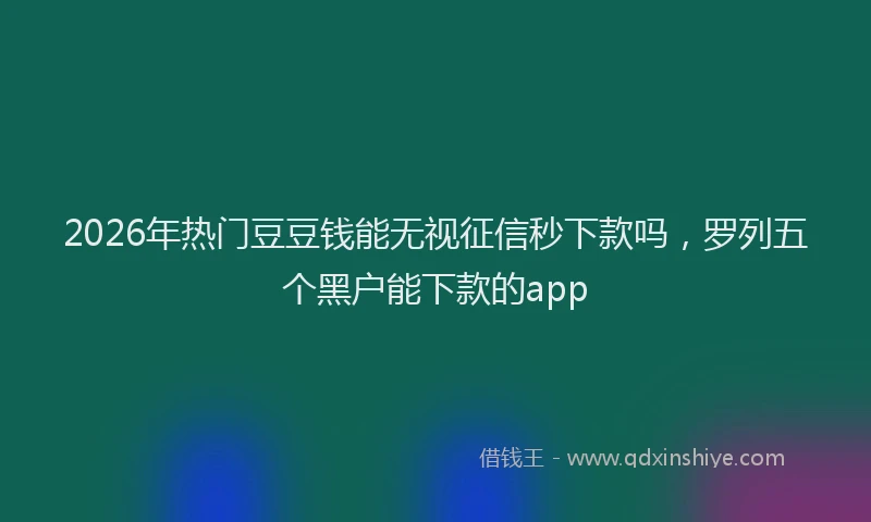 2026年热门豆豆钱能无视征信秒下款吗，罗列五个黑户能下款的app