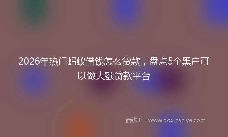 2026年热门蚂蚁借钱怎么贷款，盘点5个黑户可以做大额贷款平台