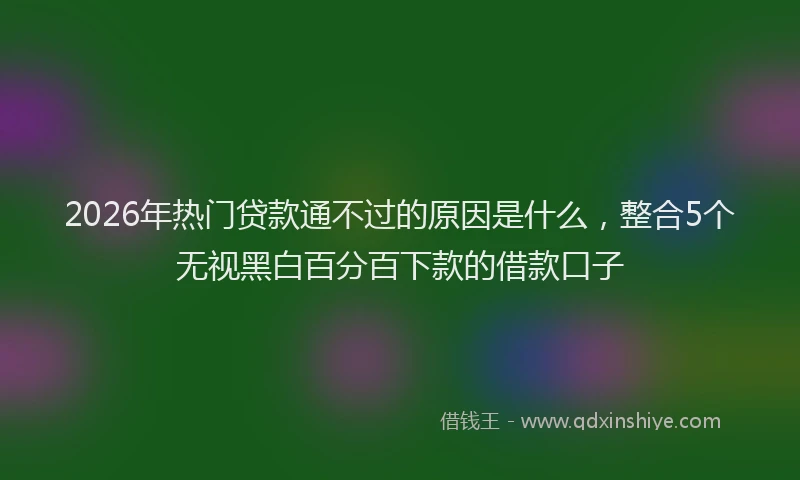 2026年热门贷款通不过的原因是什么，整合5个无视黑白百分百下款的借款口子