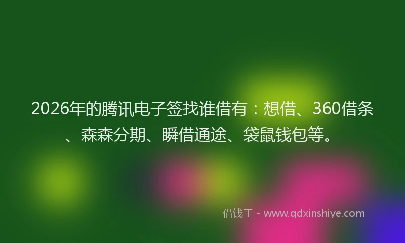 2026年的腾讯电子签找谁借有：想借、360借条、森森分期、瞬借通途、袋鼠钱包等。