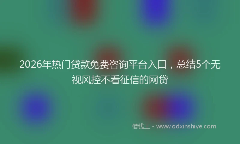 2026年热门贷款免费咨询平台入口，总结5个无视风控不看征信的网贷
