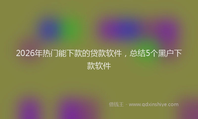 2026年热门能下款的贷款软件，总结5个黑户下款软件