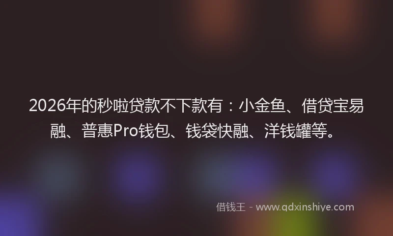 2026年的秒啦贷款不下款有：小金鱼、借贷宝易融、普惠Pro钱包、钱袋快融、洋钱罐等。