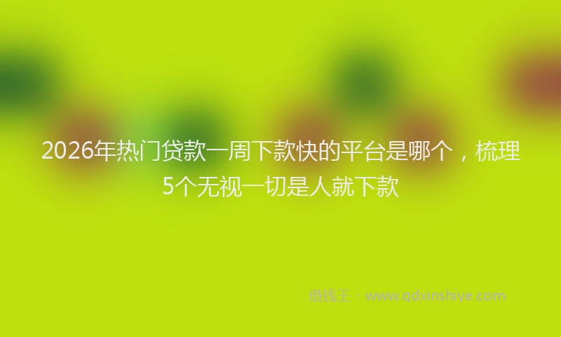2026年热门贷款一周下款快的平台是哪个，梳理5个无视一切是人就下款