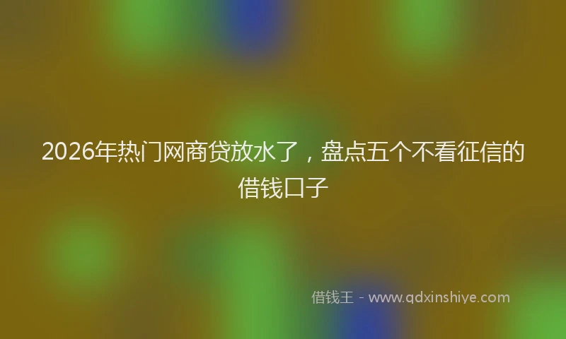 2026年热门网商贷放水了，盘点五个不看征信的借钱口子