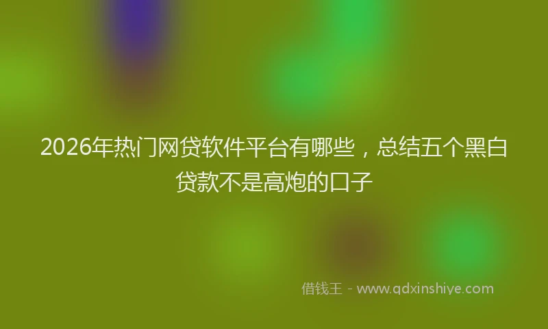 2026年热门网贷软件平台有哪些，总结五个黑白贷款不是高炮的口子