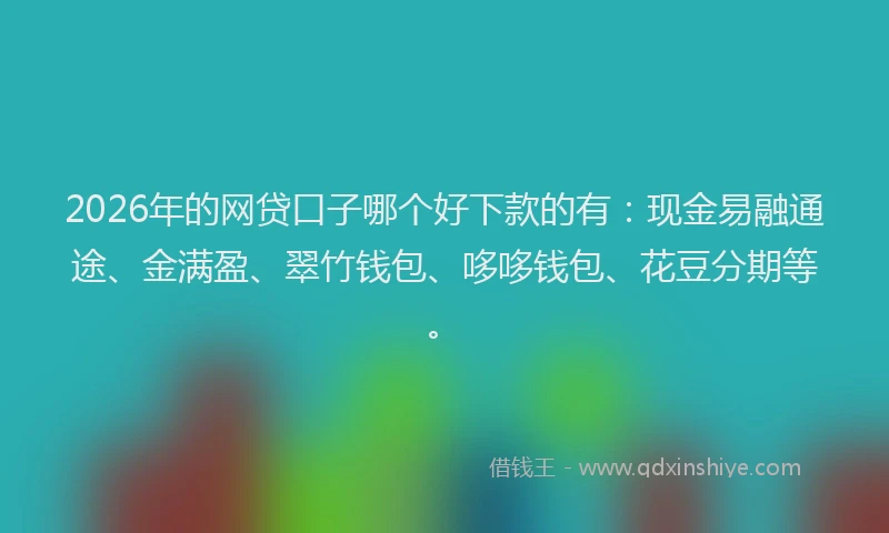 2026年的网贷口子哪个好下款的有：现金易融通途、金满盈、翠竹钱包、哆哆钱包、花豆分期等。