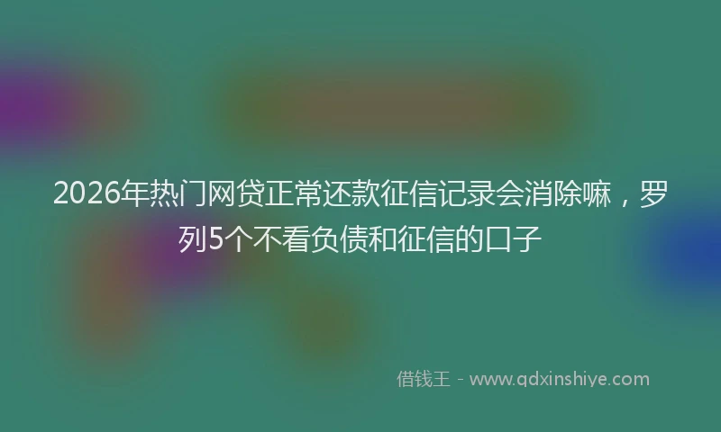 2026年热门网贷正常还款征信记录会消除嘛，罗列5个不看负债和征信的口子