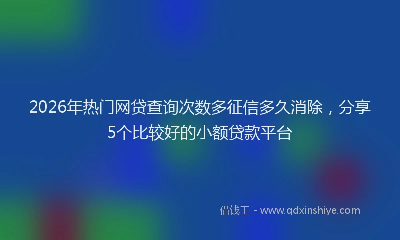 2026年热门网贷查询次数多征信多久消除，分享5个比较好的小额贷款平台