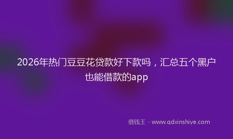 2026年热门豆豆花贷款好下款吗，汇总五个黑户也能借款的app
