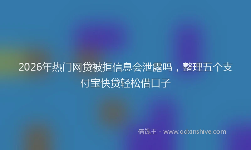 2026年热门网贷被拒信息会泄露吗，整理五个支付宝快贷轻松借口子