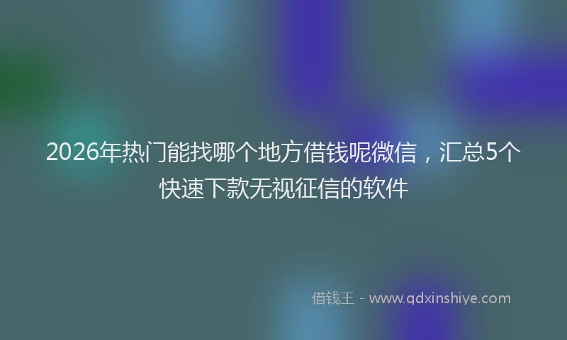 2026年热门能找哪个地方借钱呢微信，汇总5个快速下款无视征信的软件