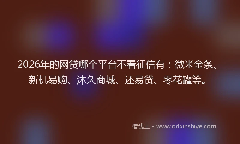 2026年的网贷哪个平台不看征信有：微米金条、新机易购、沐久商城、还易贷、零花罐等。