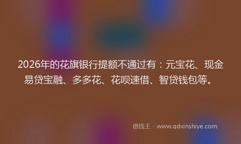 2026年的花旗银行提额不通过有:元宝花、现金易贷宝融、多多花、花呗速借、智贷钱包等。
