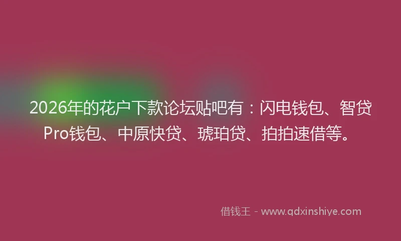 2026年的花户下款论坛贴吧有：闪电钱包、智贷Pro钱包、中原快贷、琥珀贷、拍拍速借等。